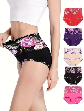 5 pieces of autumn and winter underwear high waist comfortable underwear thermal underwear Chinese flower underwear