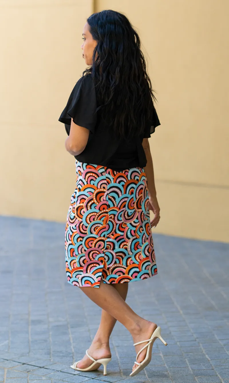 Aboriginal Art Pencil Skirt Kang Mountain