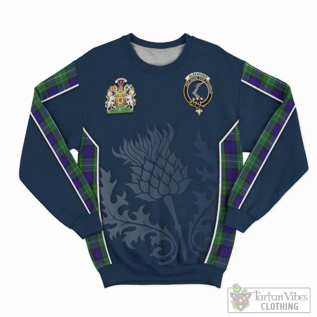 Alexander Tartan Sweatshirt with Family Crest and Scottish Thistle Vibes Sport Style