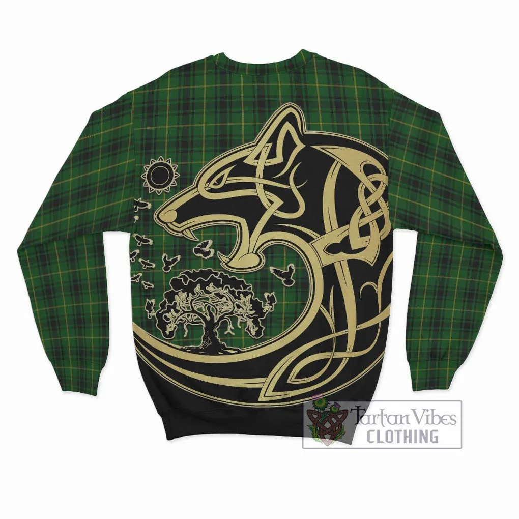 Arthur Tartan Sweatshirt with Family Crest Celtic Wolf Style