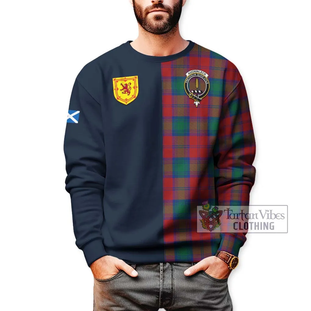 Auchinleck (Affleck) Tartan Sweatshirt Alba with Scottish Lion Royal Arm Half Style