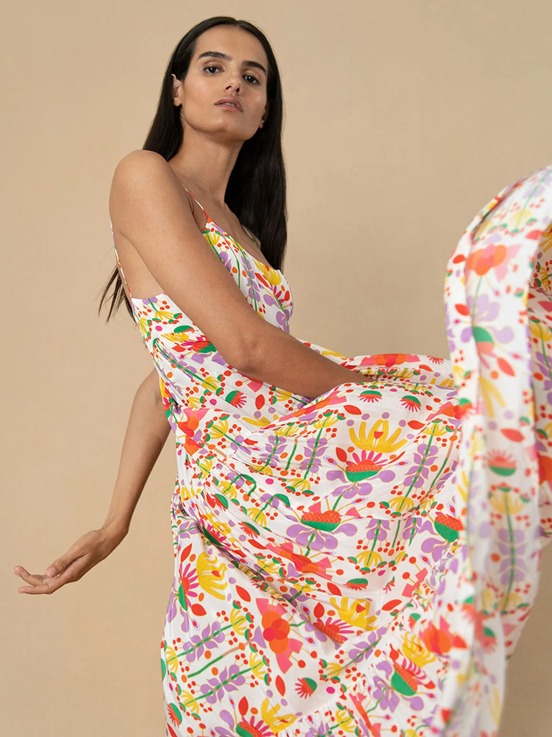 Avatar white crepe Merle maxi dress