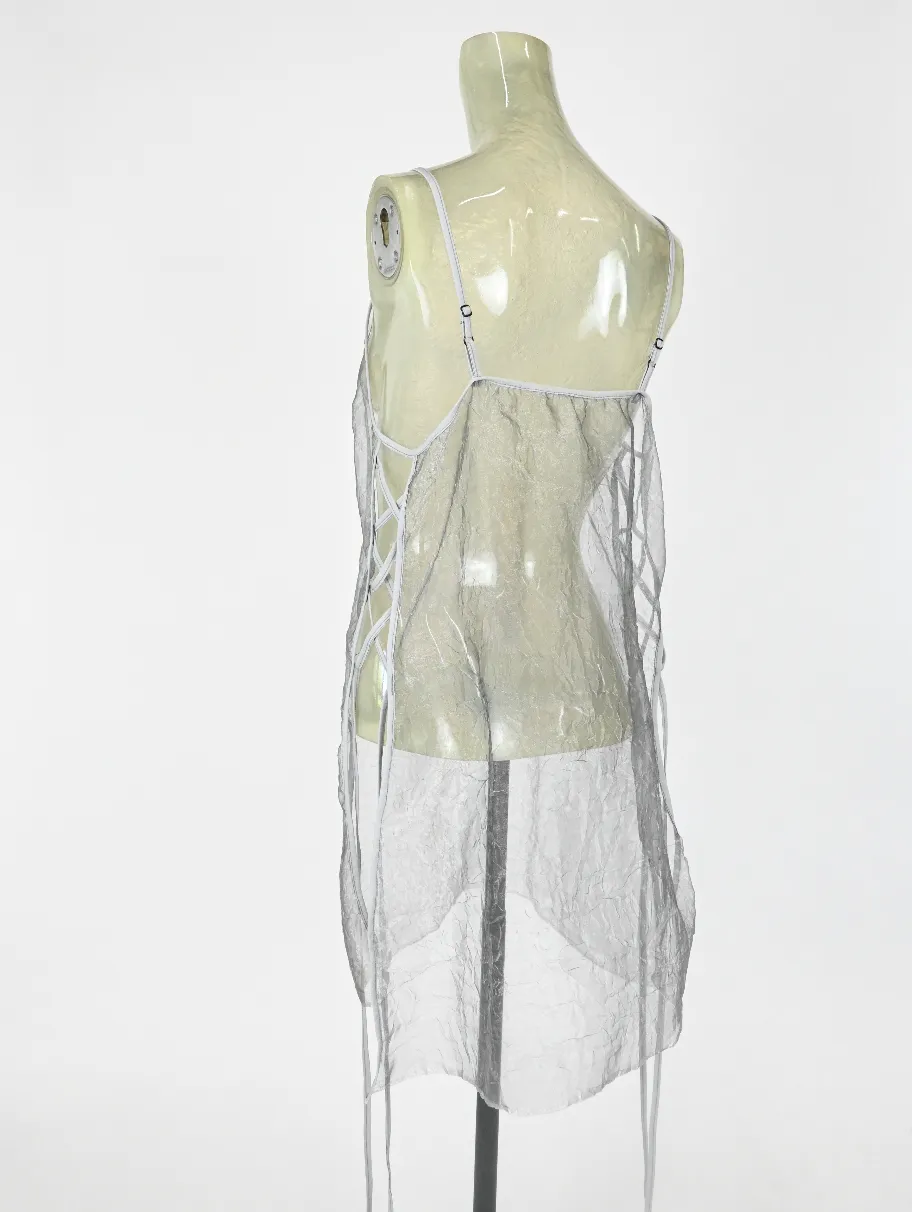 AVERY'S Sheer silver XX dress