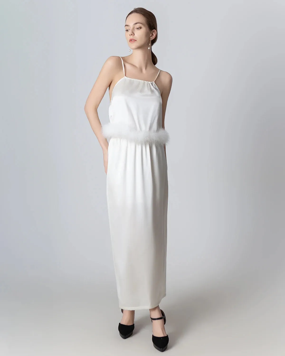 Backless Silk Camisole and Silk Maxi Skirt Set