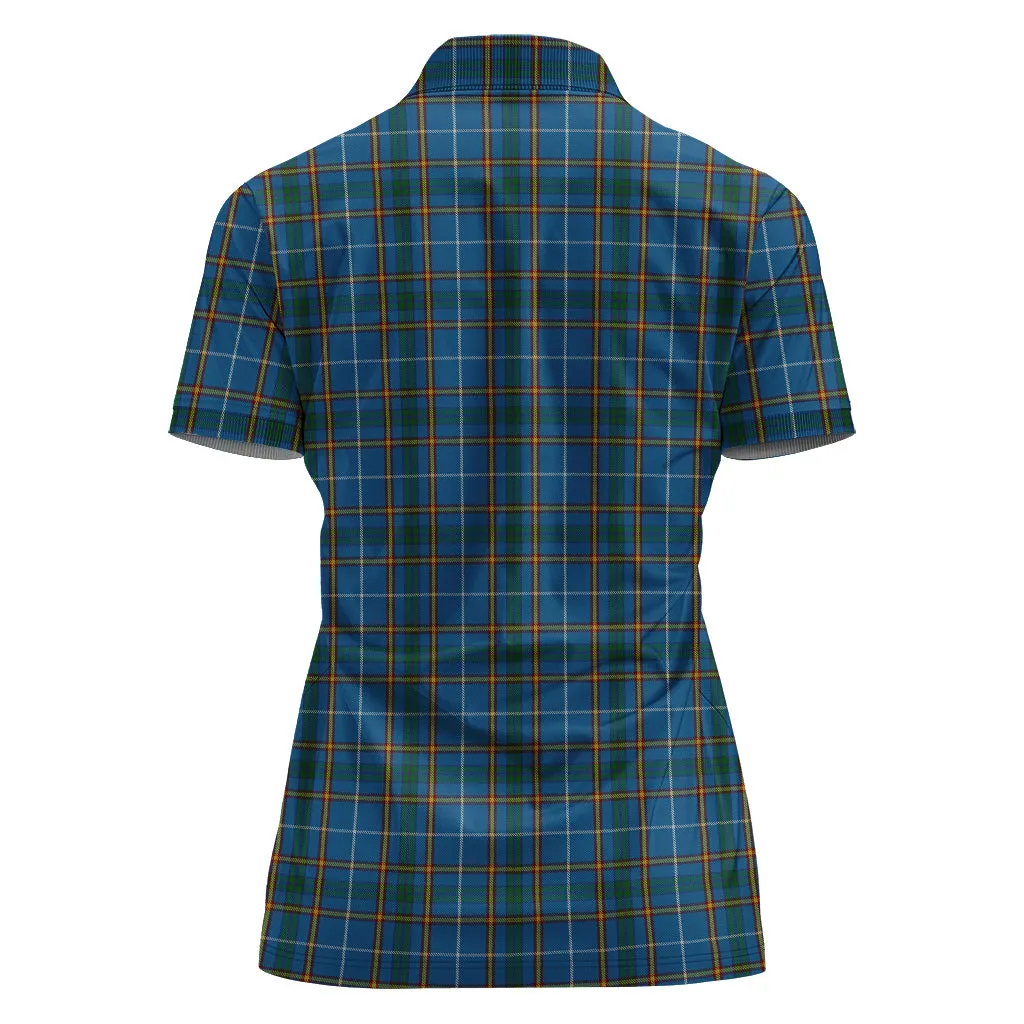 Bain Tartan Polo Shirt with Family Crest For Women