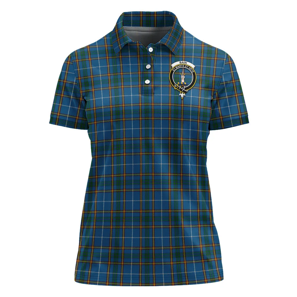 Bain Tartan Polo Shirt with Family Crest For Women