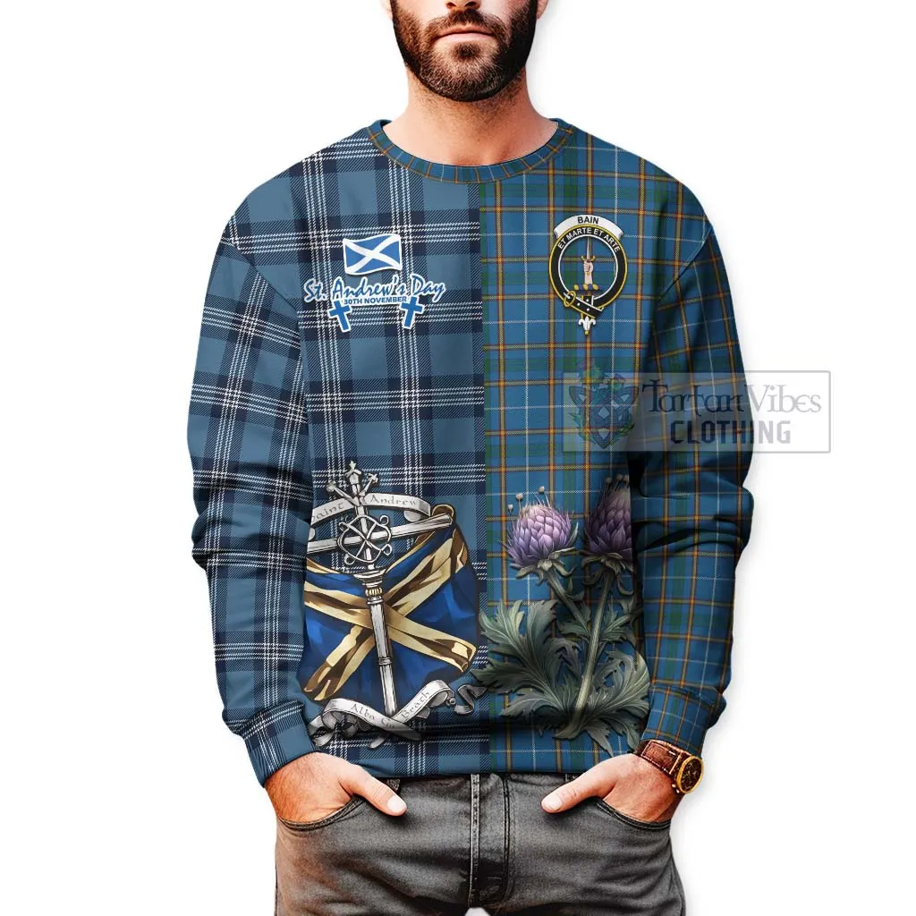 Bain Tartan Sweatshirt Happy St. Andrew's Day Half Tartan Style