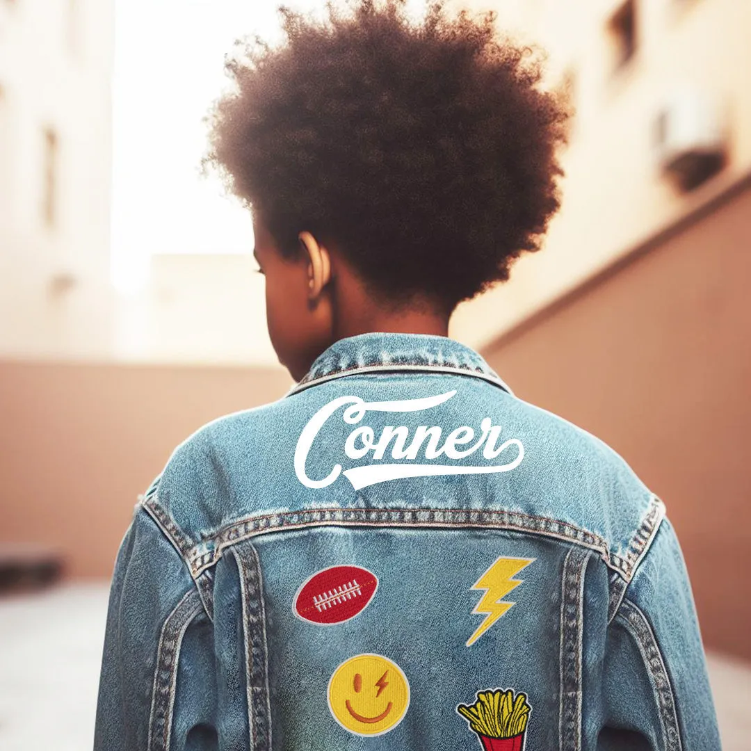 (Blue Denim) Patch Denim Jacket for Kids
