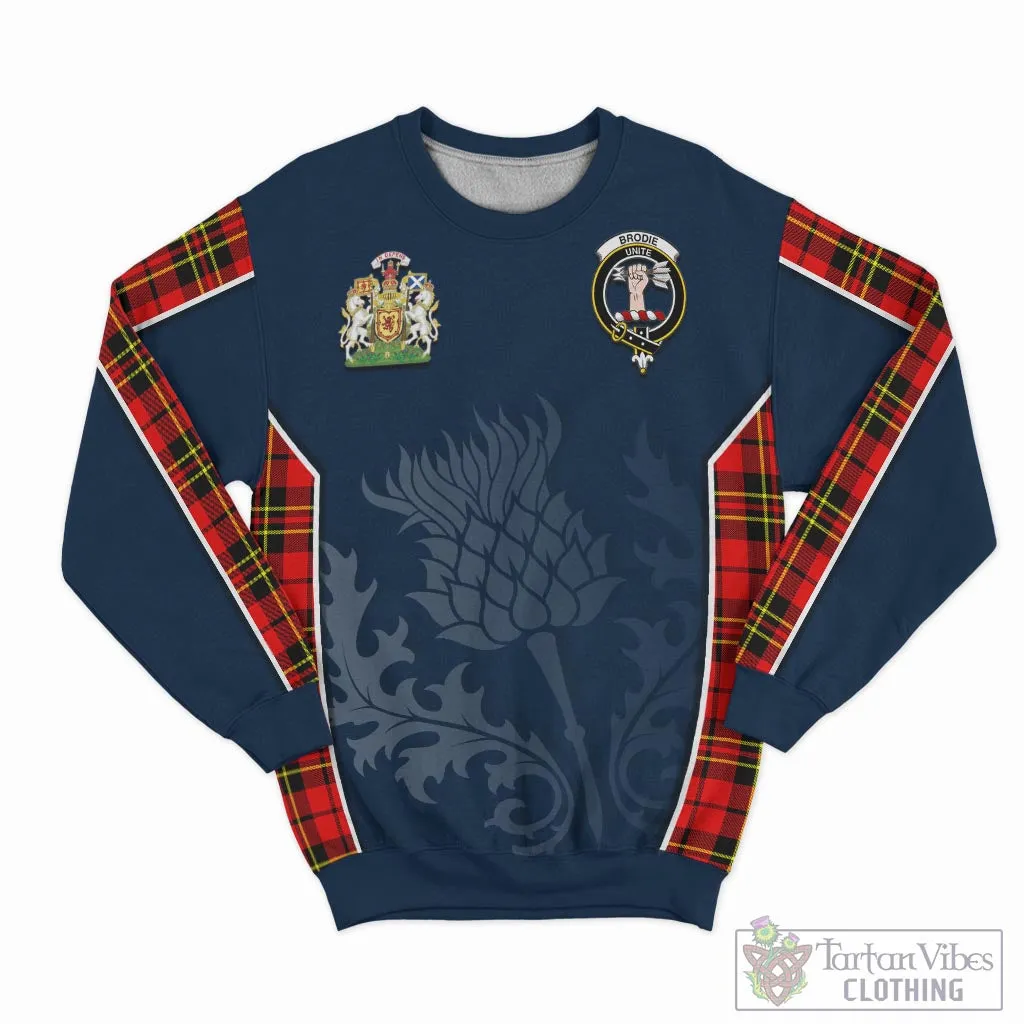 Brodie Modern Tartan Sweatshirt with Family Crest and Scottish Thistle Vibes Sport Style