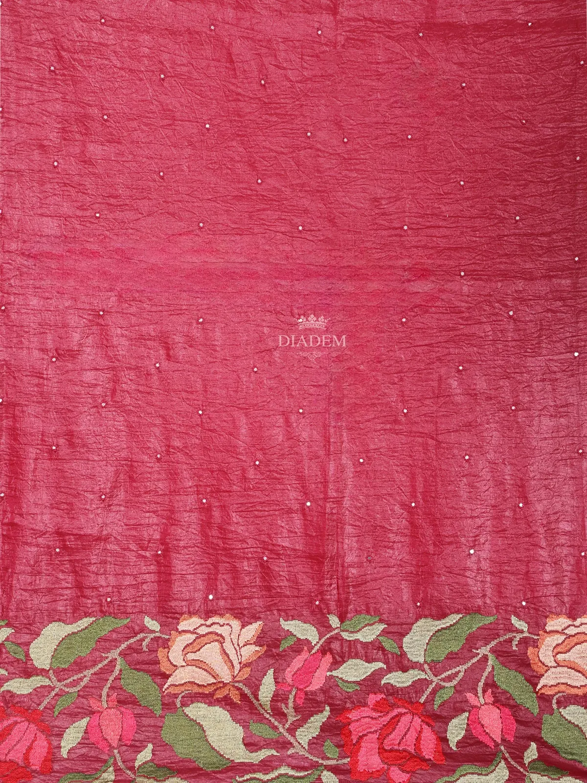 Burgandy Designer Saree with Floral and Dot Design on the Body with Thread Border