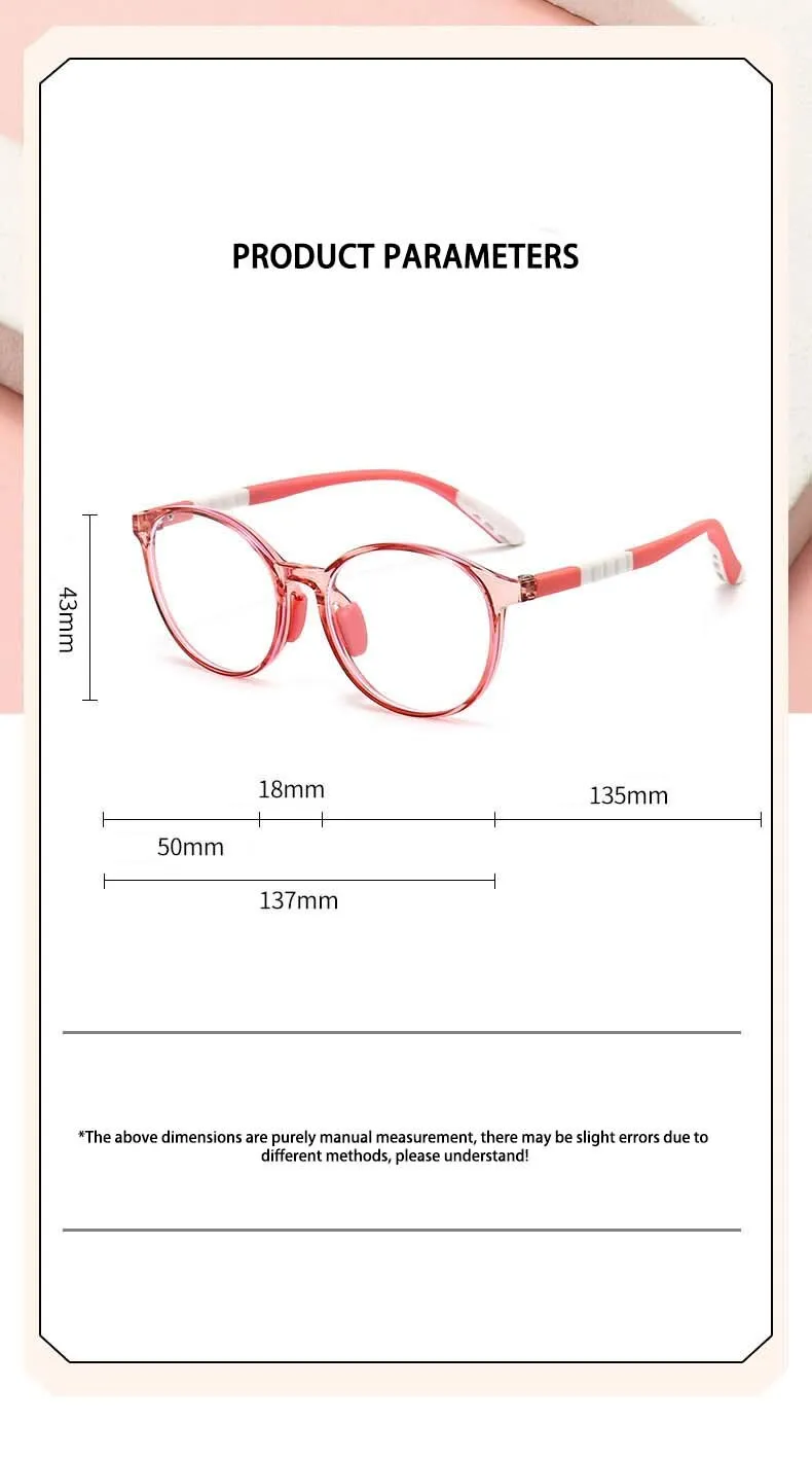 CCspace Unisex Youth Full Rim Round Silicone Eyeglasses 54668