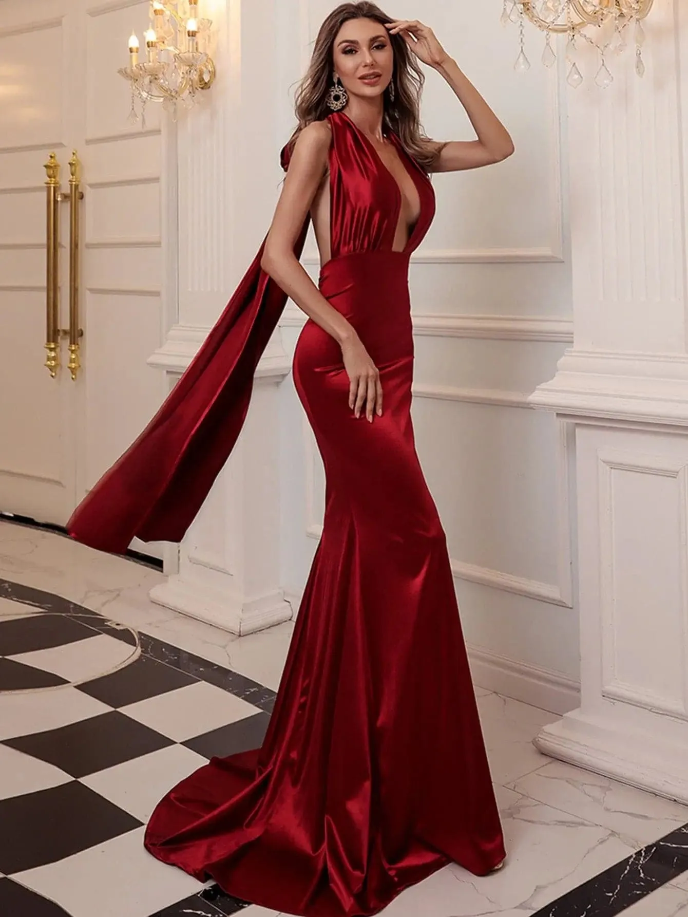 Convertible Maxi Satin Dress FT5035