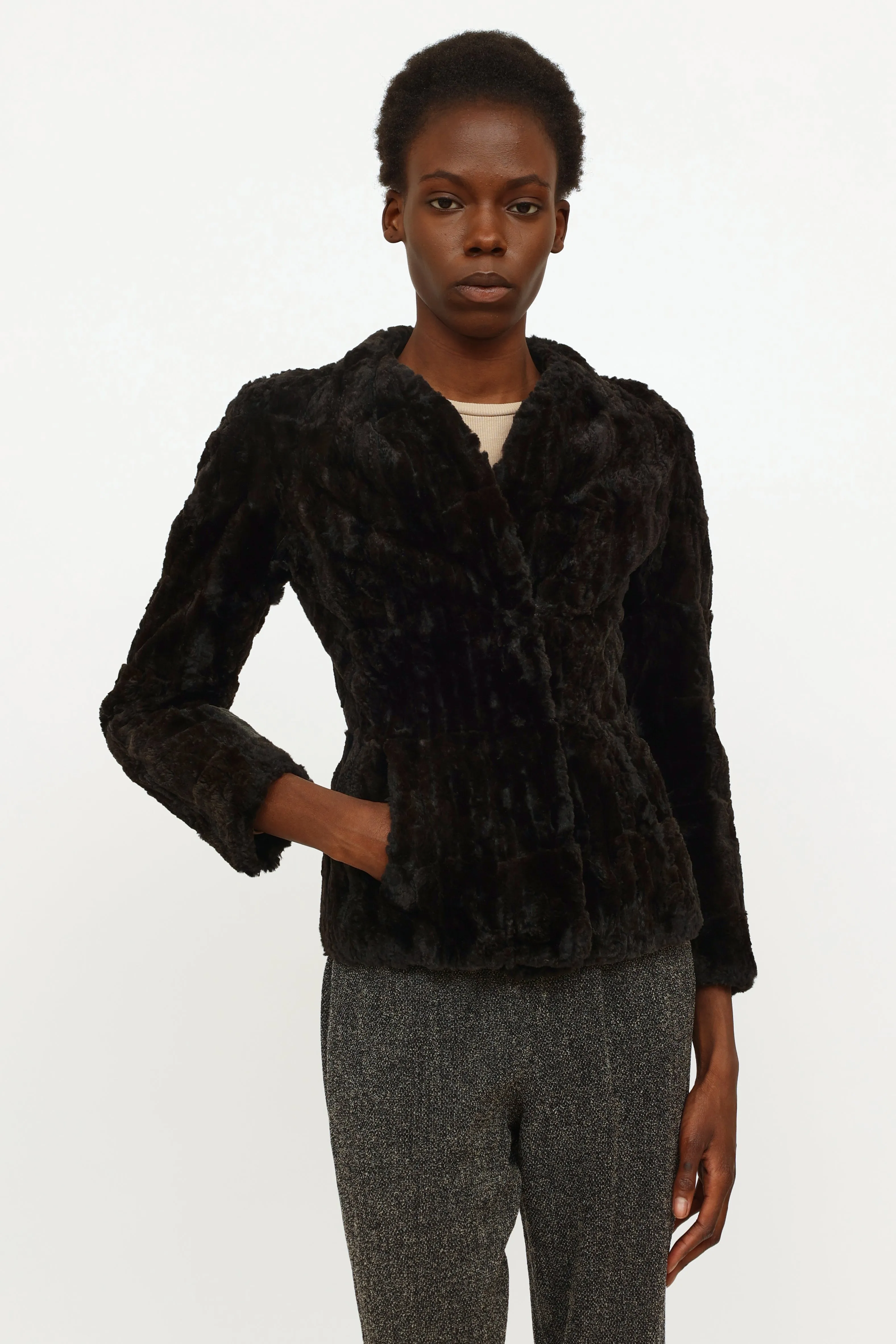 Dark Brown Vintage Fur Jacket
