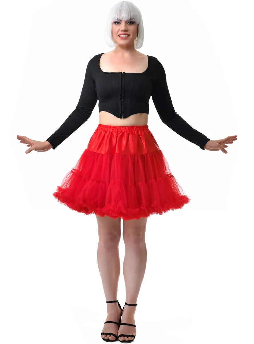 Deluxe Fluffy Red Thigh Length Womens Petticoat