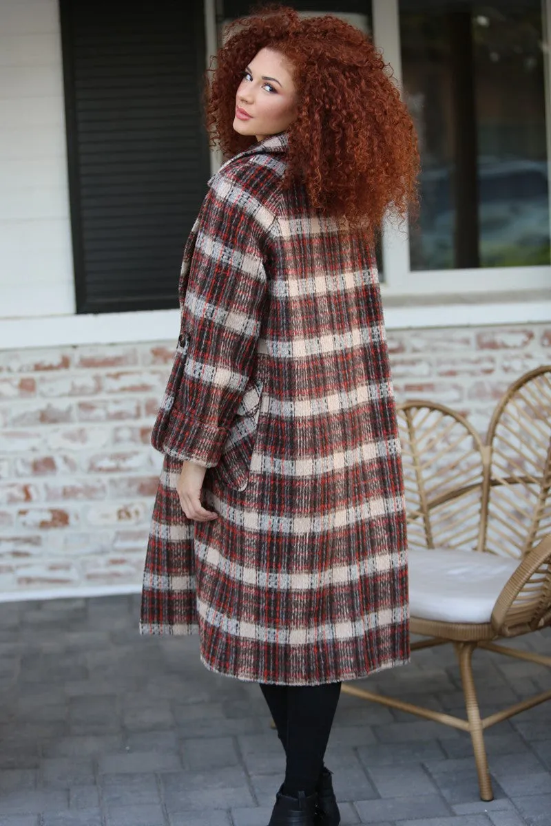 Don't Sweat it Plaid Trench Coat With Wide Sleeves