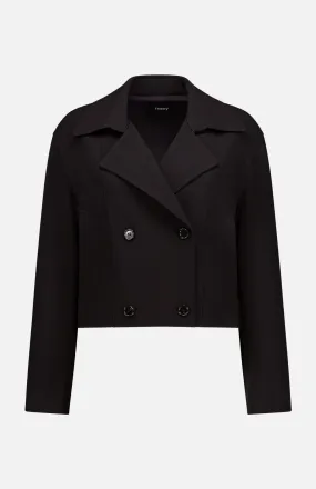 Double-Breasted Crop Trench Coat in Admiral Crepe