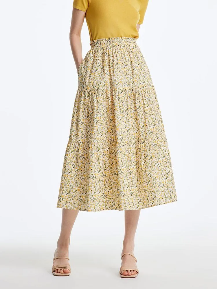 Floral Waistband Cotton Skirt