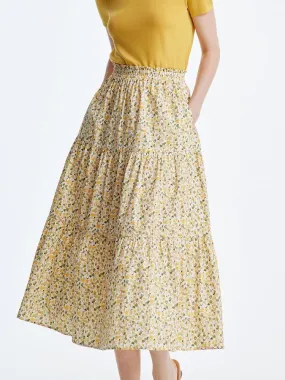 Floral Waistband Cotton Skirt