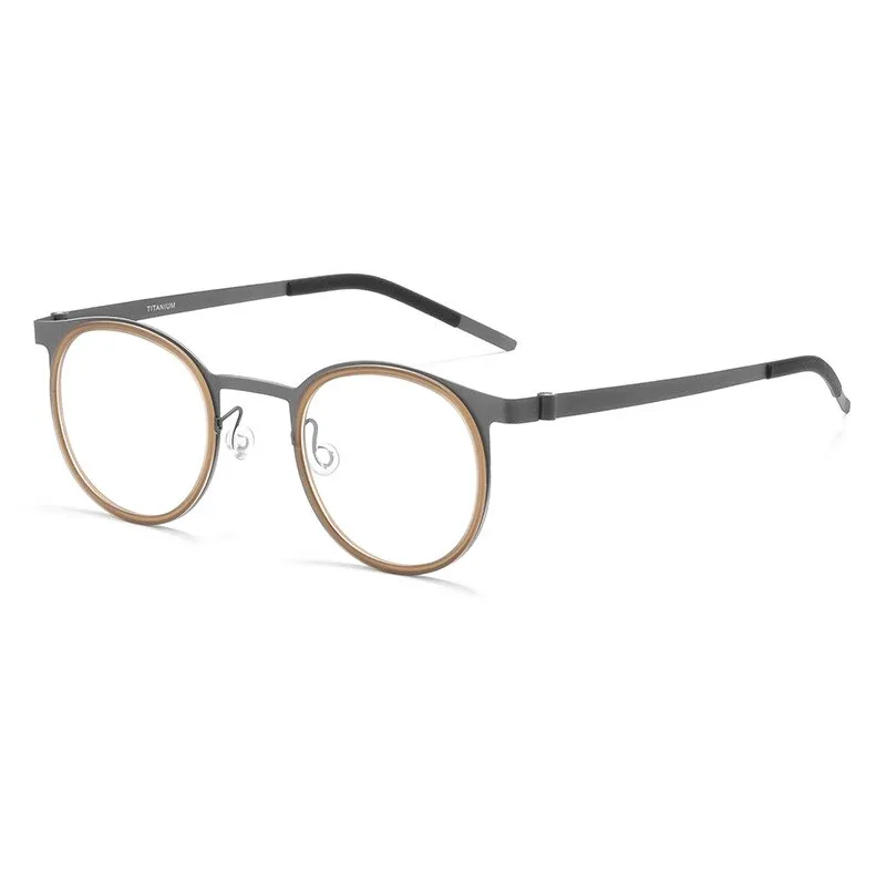 Gmei Unisex Full Rim Round Square Screwless Titanium 9704Jw