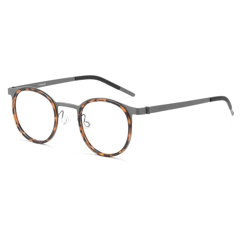 Gmei Unisex Full Rim Round Square Screwless Titanium 9704Jw