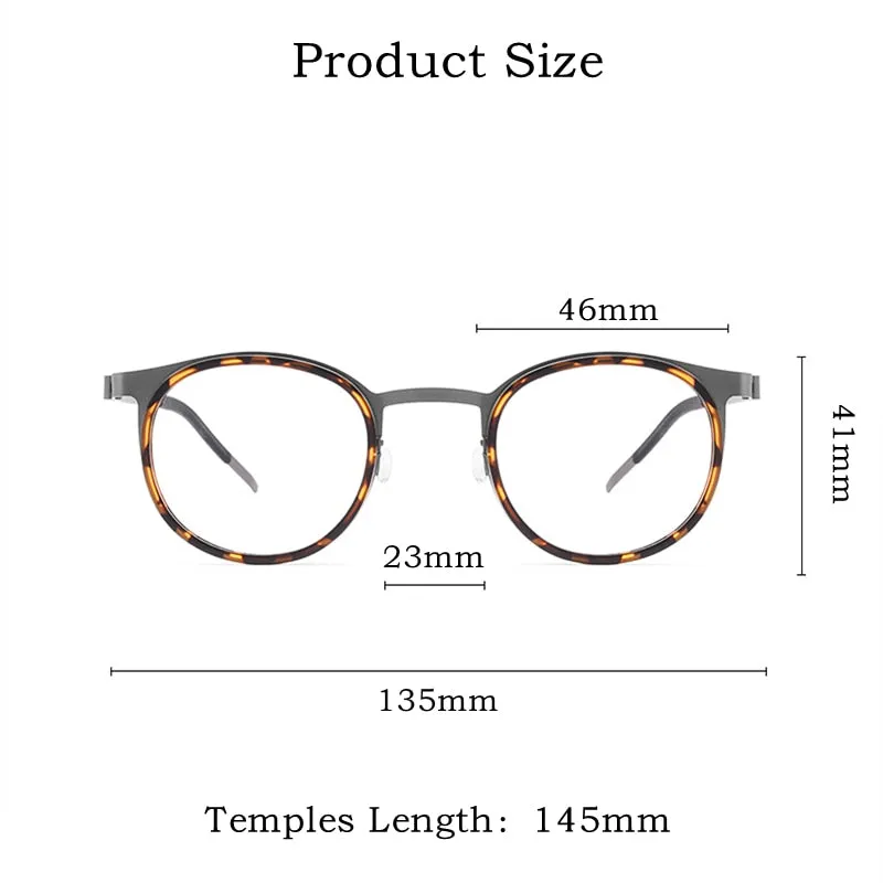 Gmei Unisex Full Rim Round Square Screwless Titanium 9704Jw