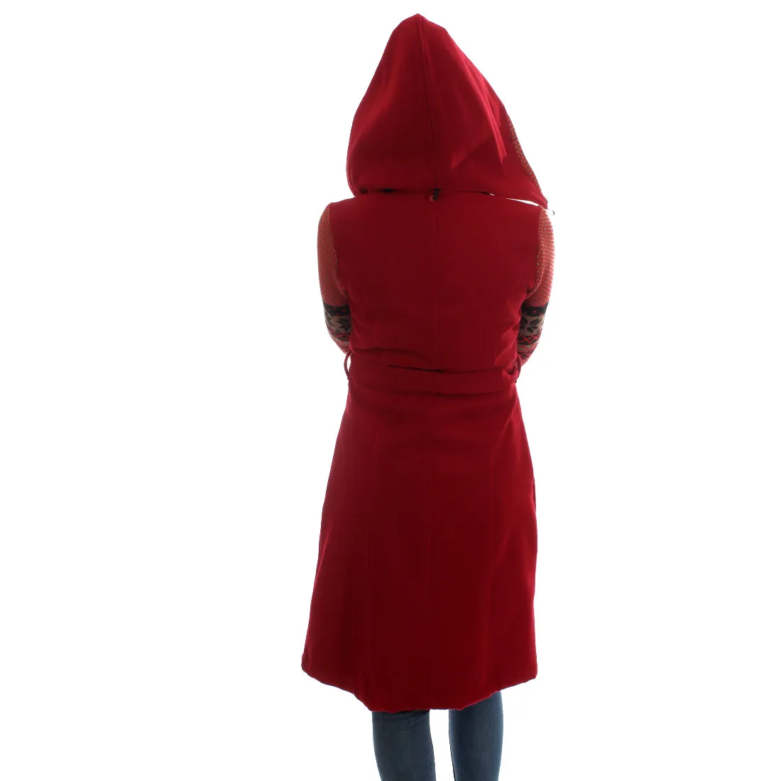 Long coat with removable hoodie/ red -5904