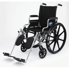 Medline K4 Basic 16" Lightweight Wheelchair, Swing Back Desk Arms, Elevating Legrests