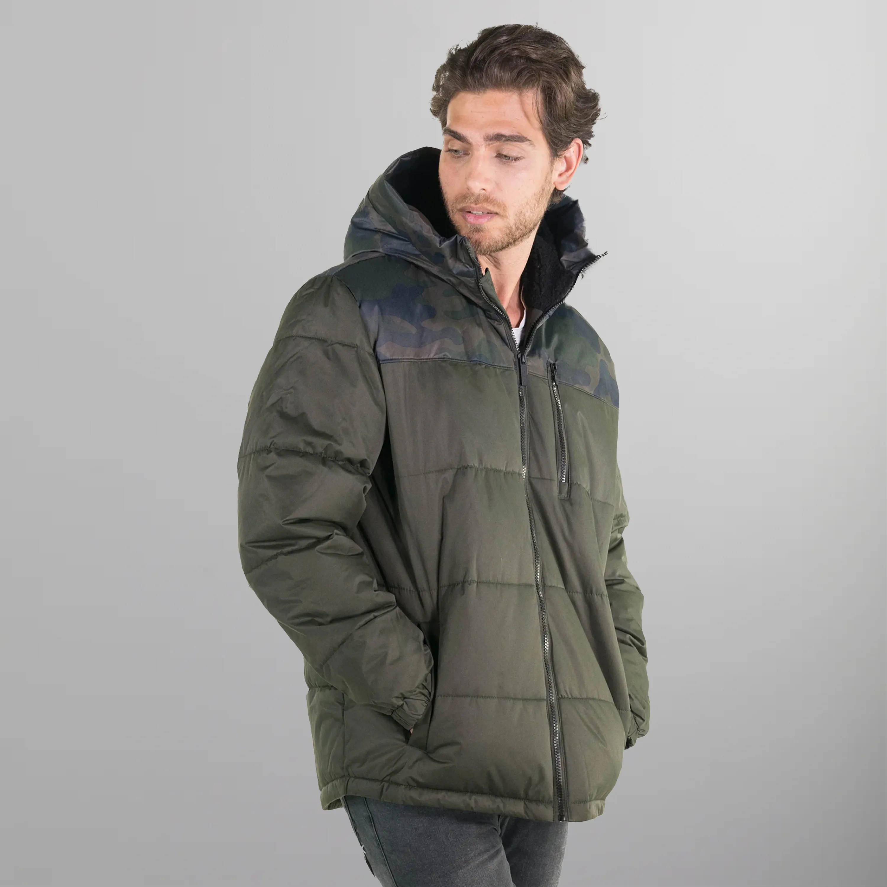 Men's Twill Block Puffer Jacket - FINAL SALE