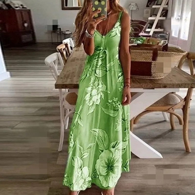 MOVOKAKA  Long Casual Summer Beach Dress for Women - Floral Print, Several Colors