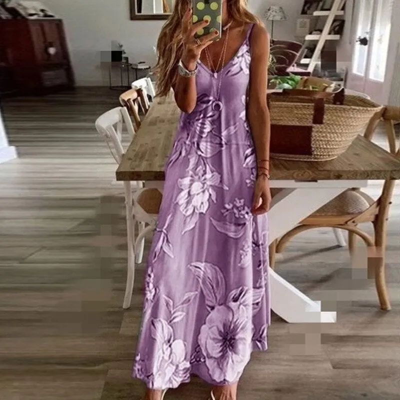 MOVOKAKA  Long Casual Summer Beach Dress for Women - Floral Print, Several Colors