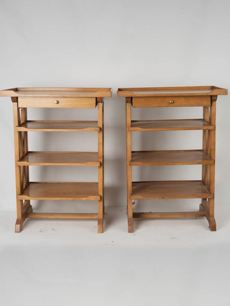 Pair of French Charles X Style Lemon Wood Bedside Tables, c.1940 28¾"