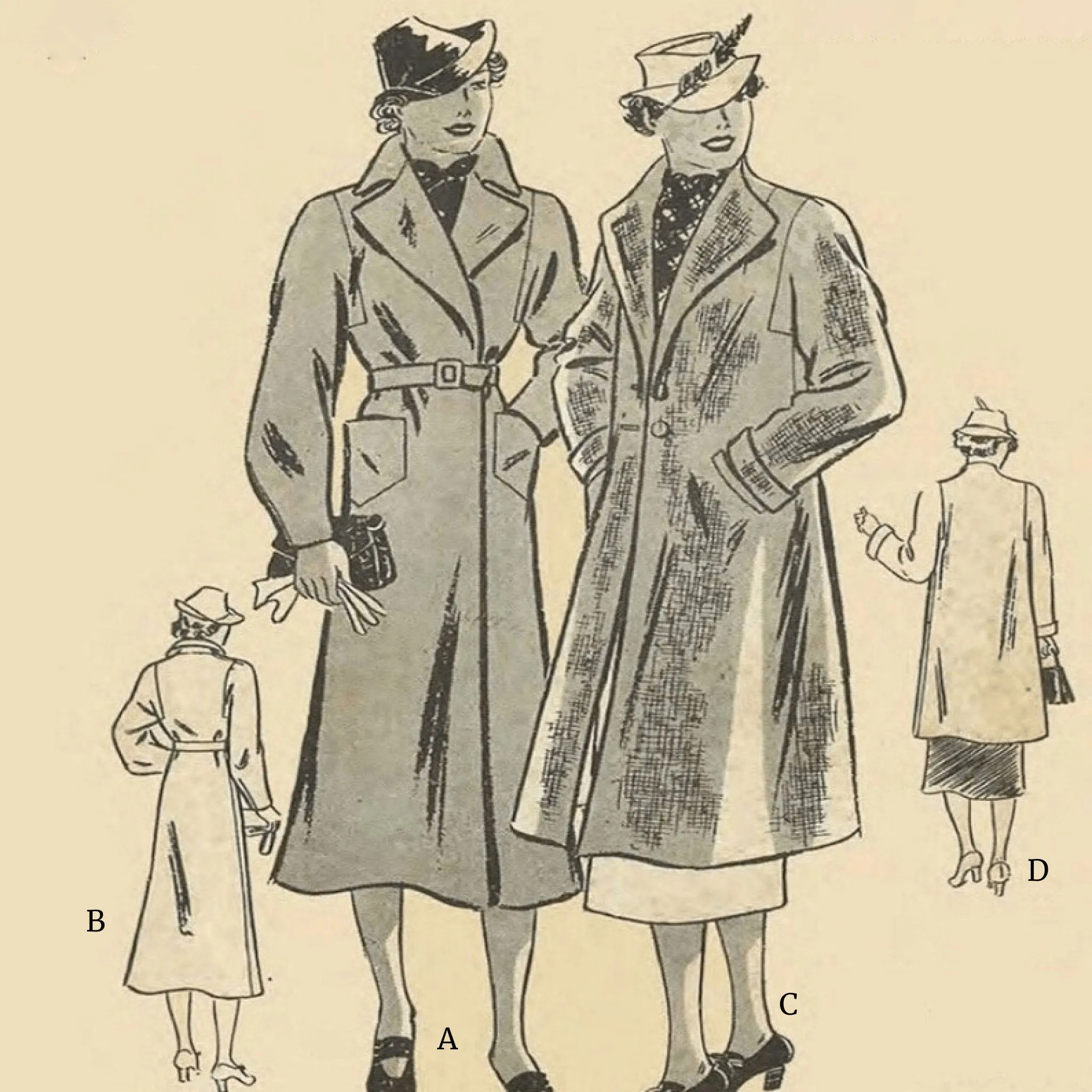 PDF - 1930s Pattern, Women's Swagger Trench Coat, Various Lengths -  Bust 36” (91cm) - Instantly Print at Home