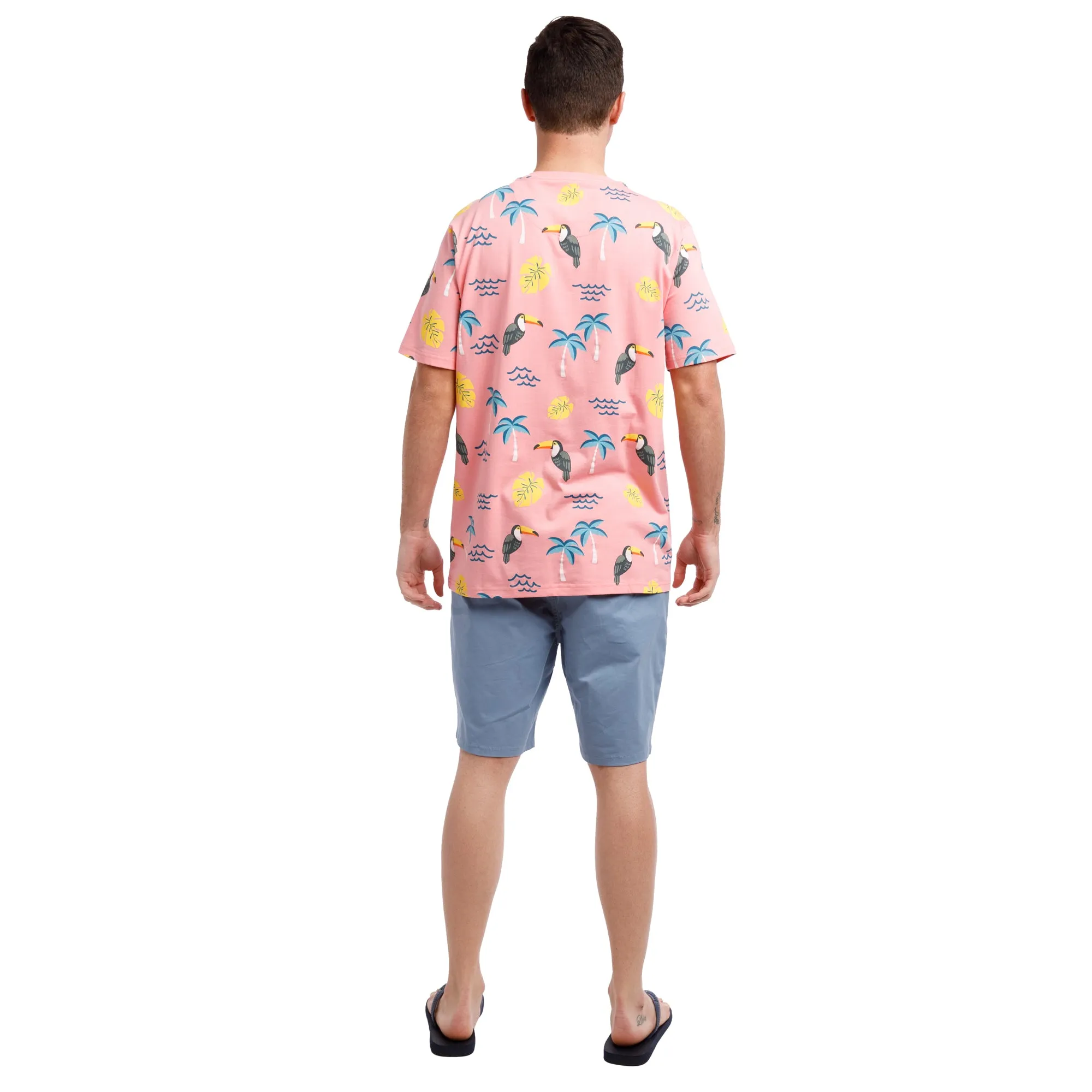 Printed Stretch Short Sleeve Crew Neck Tee | Toucan Tropics