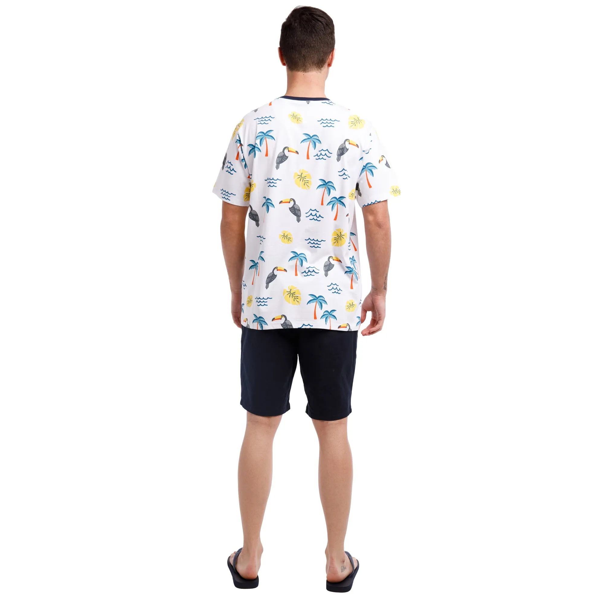 Printed Stretch Short Sleeve Crew Neck Tee | Toucan Tropics