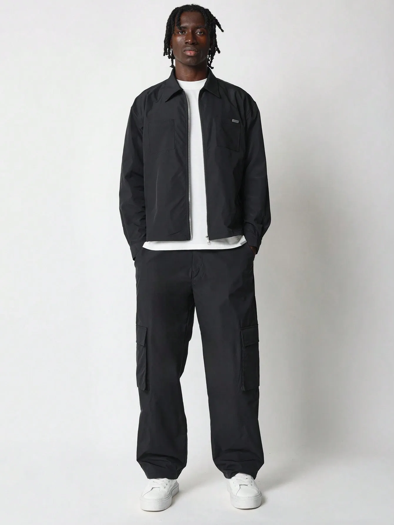Regular Fit Long Sleeve Zip-Up Shirt And Skater Fit Cargo Pant 2 Piece Set