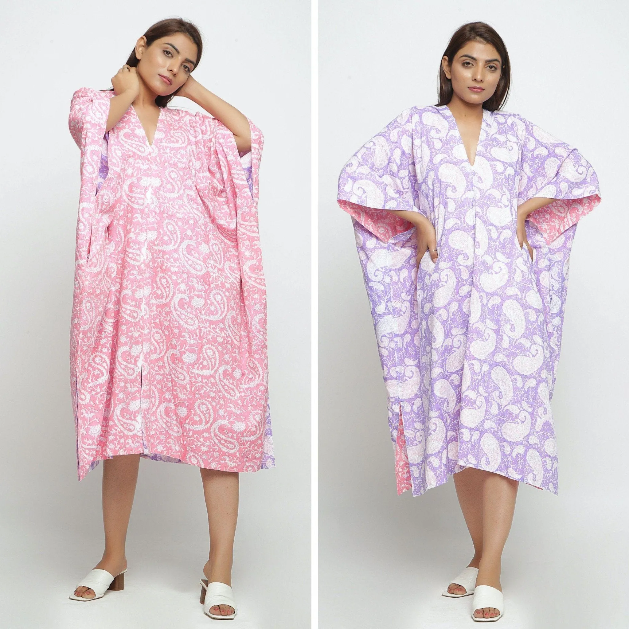 Reversible Sanganeri Block Print Cotton Kaftan