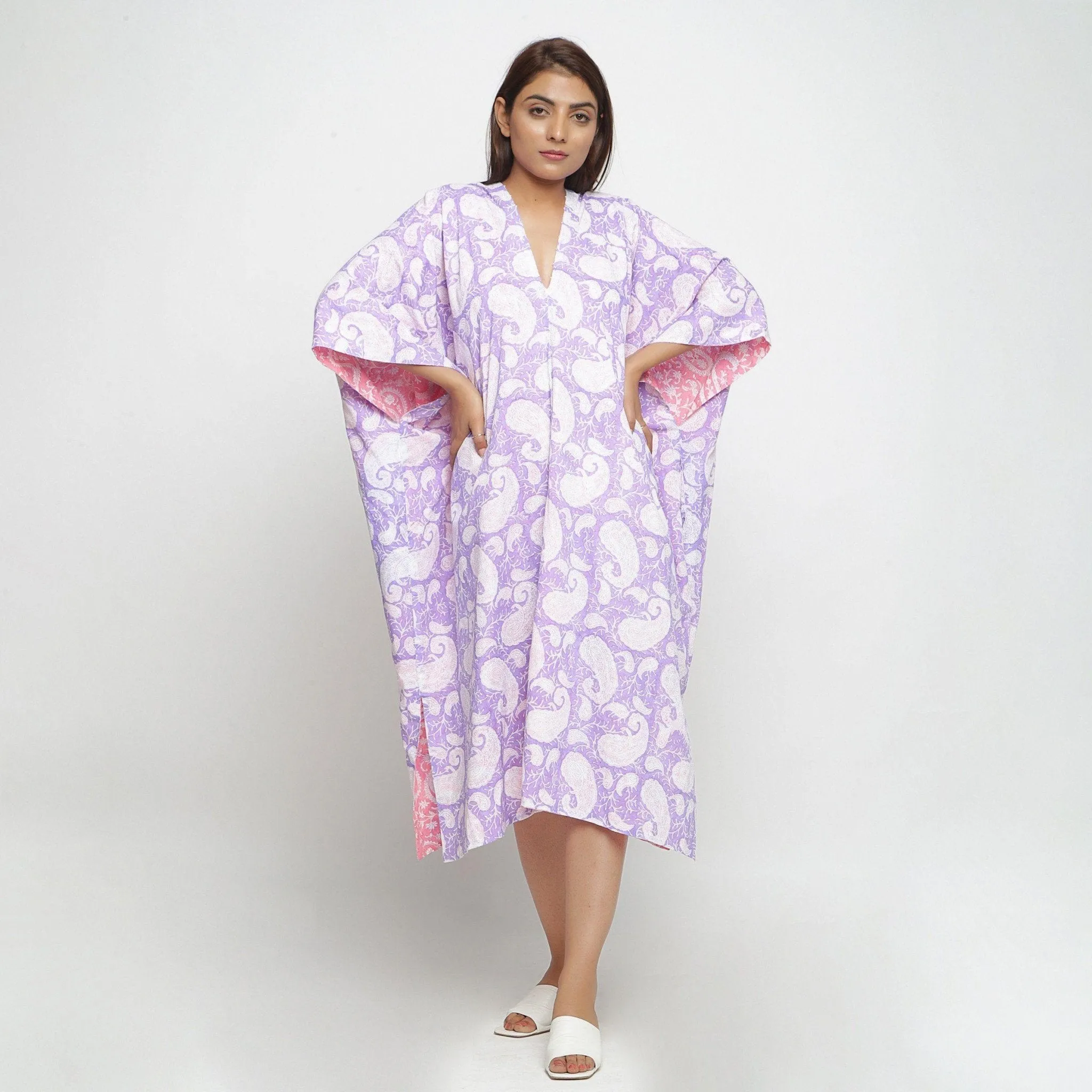 Reversible Sanganeri Block Print Cotton Kaftan
