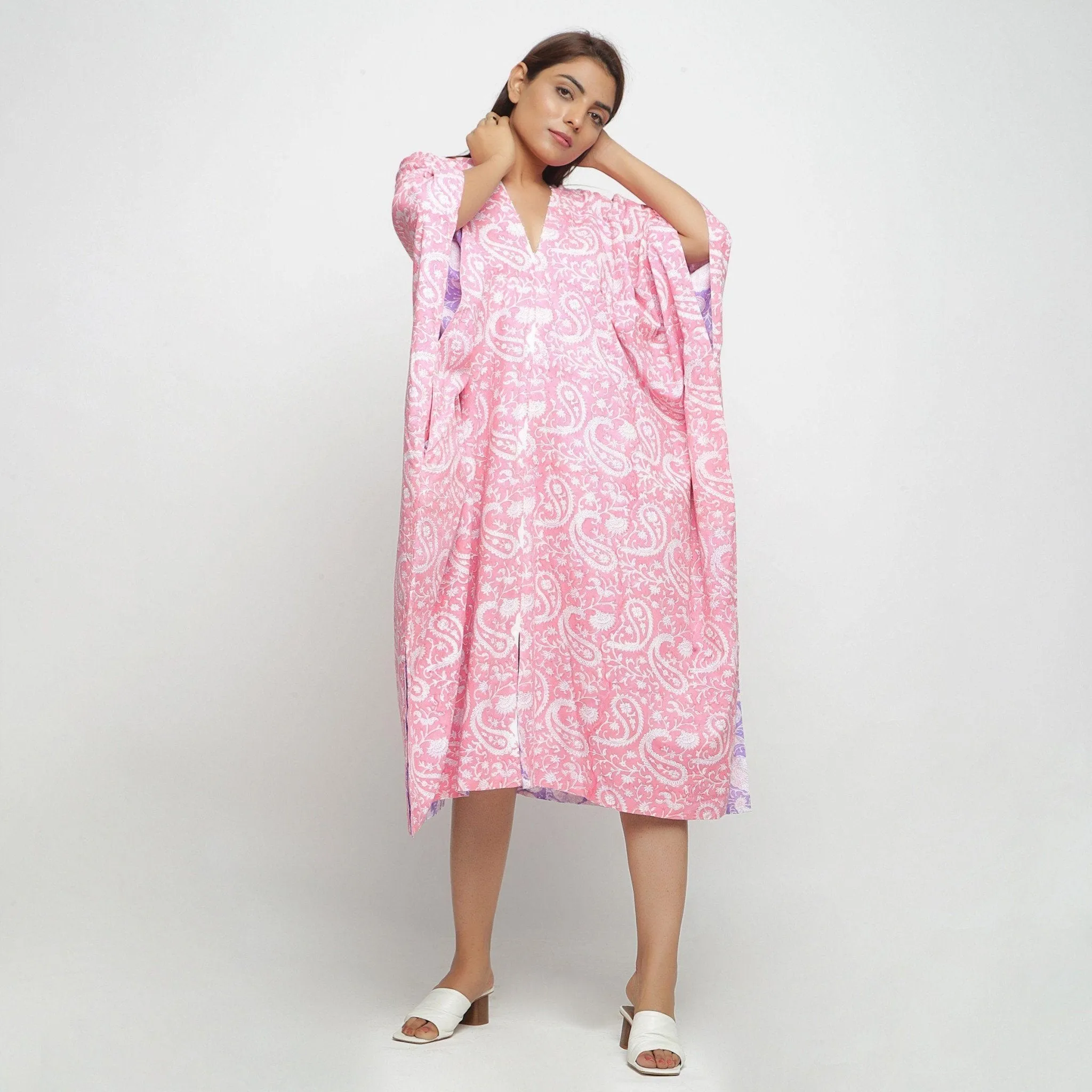 Reversible Sanganeri Block Print Cotton Kaftan