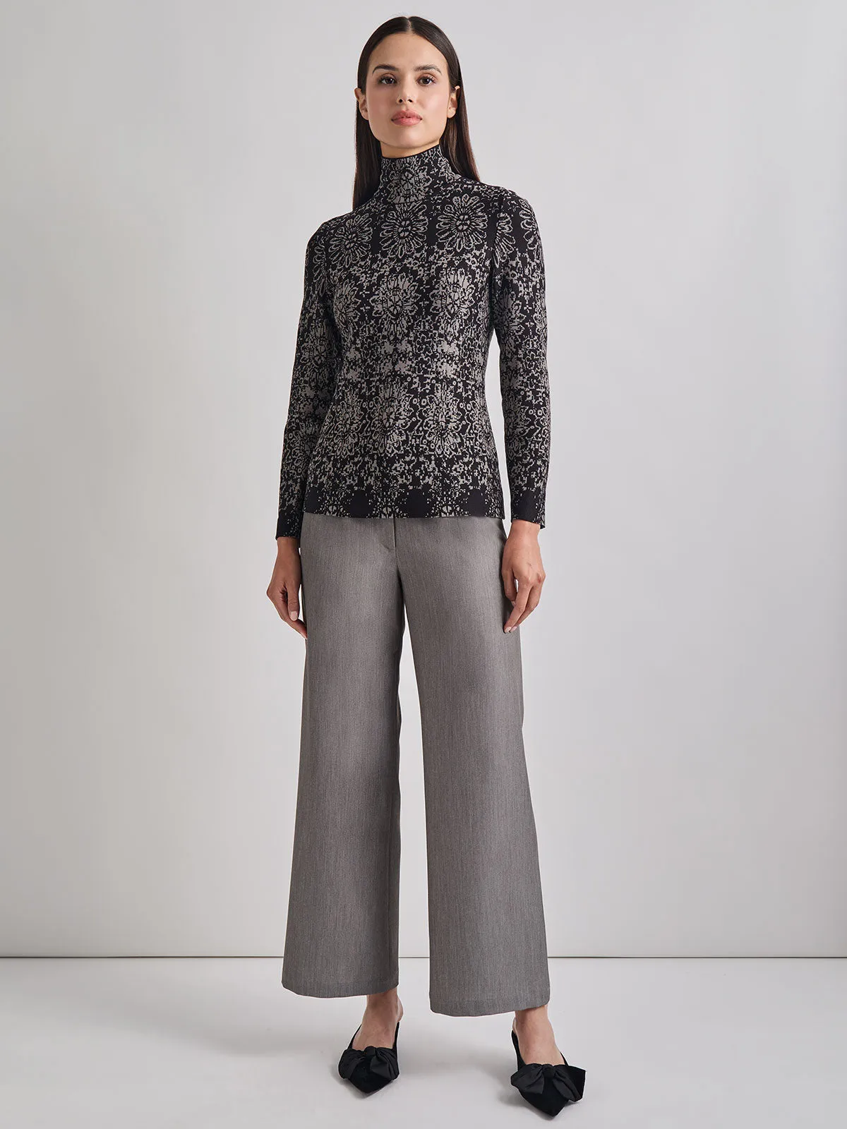 Two-Tone Damask Jacquard Knit Tunic