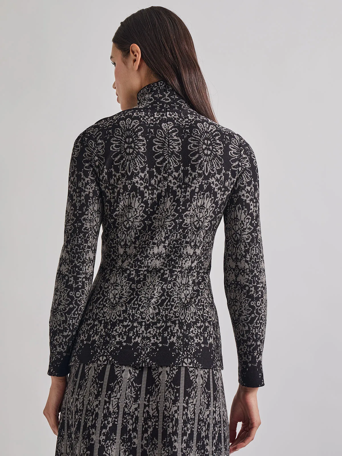 Two-Tone Damask Jacquard Knit Tunic