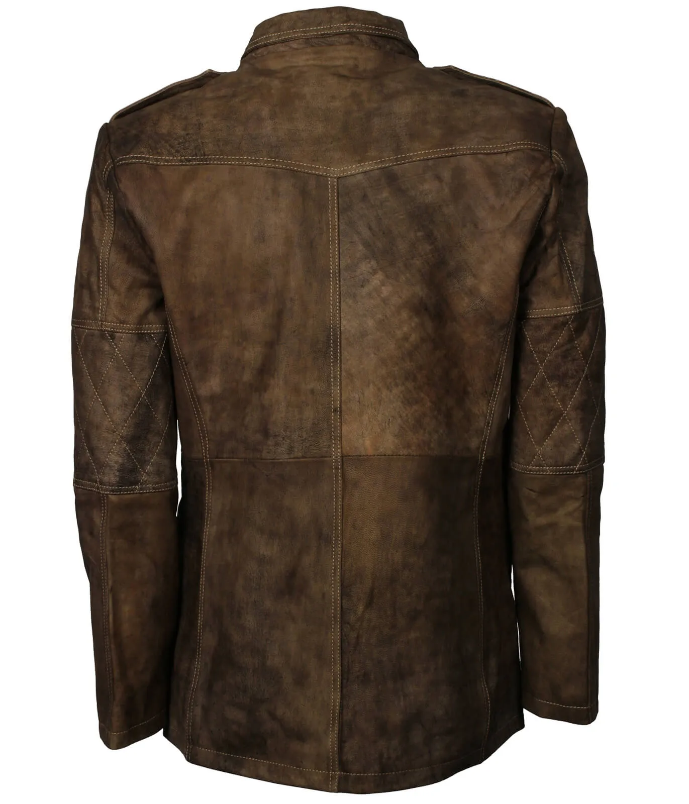 Vintage Brown Military Officer Leather Coat