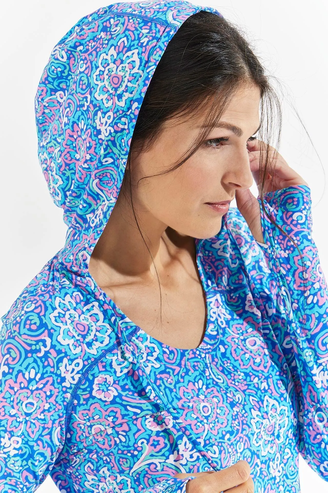 Women's Seacoast Swim Cover-Up Dress  |  Blue Multicolor Spring Floral