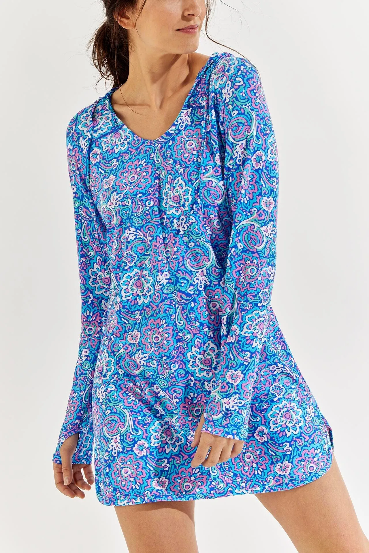 Women's Seacoast Swim Cover-Up Dress  |  Blue Multicolor Spring Floral