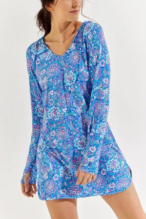Women's Seacoast Swim Cover-Up Dress  |  Blue Multicolor Spring Floral